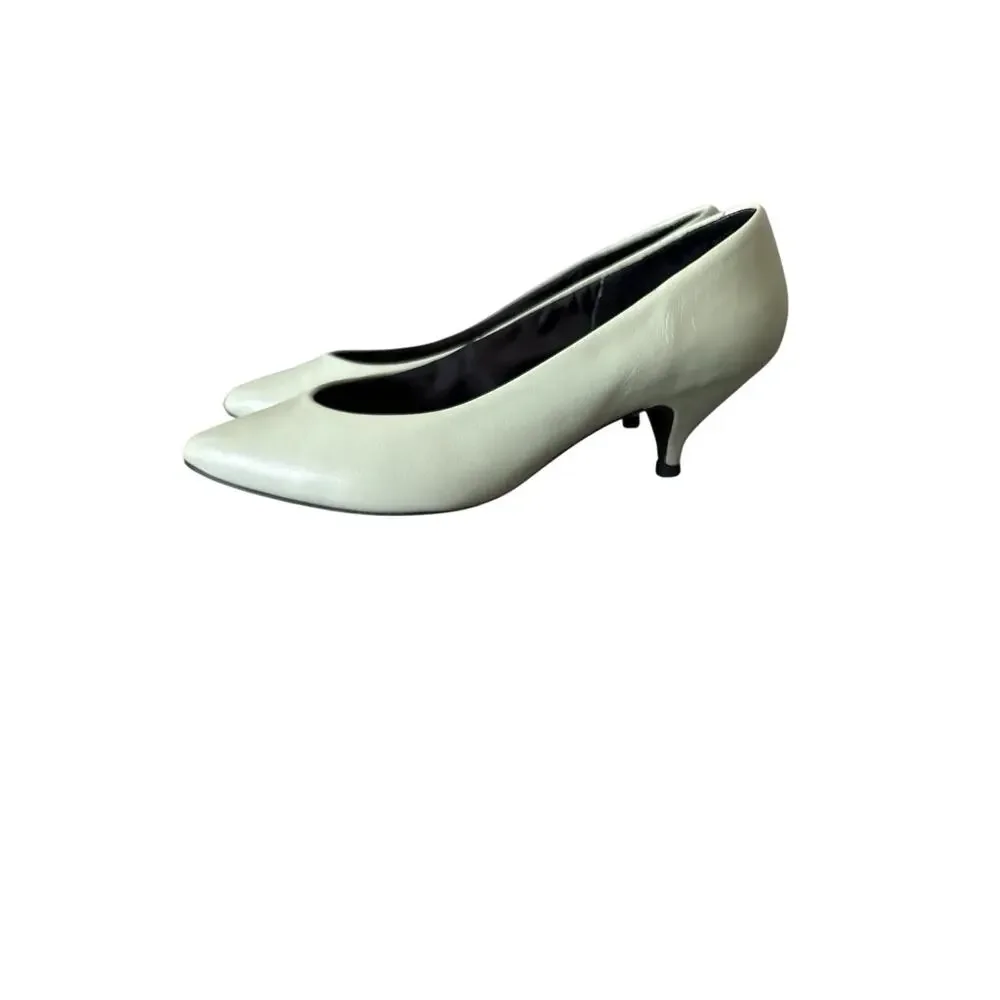 Vintage Rafferty Green Leather Kitten Heel Pumps Size 6.5B Made in Brazil